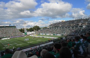 Thousands of Green Roughrider Fans at Taylor Field in Regina SK